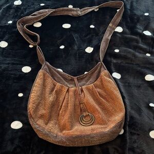 Earth Divas boho Brown Shoulder Bag with Ring Detail